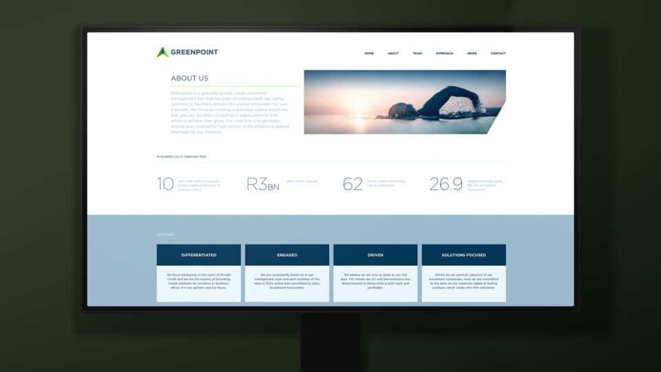 Greenpoint Capital - Financial services about overview page design